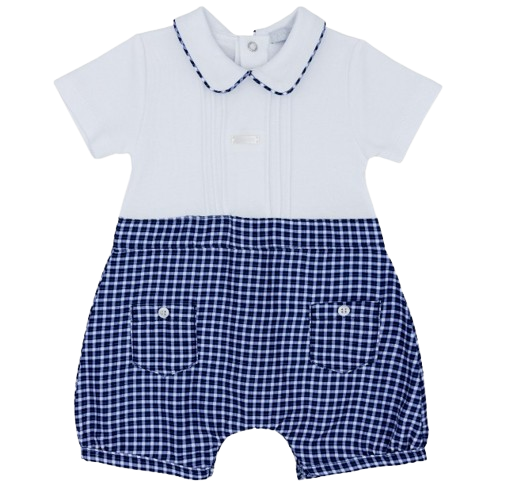 BLUES BABY  BOY CHECKED ROMPER