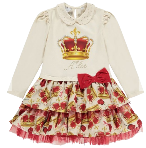 ADEE GIRL CROWN FRILL DRESS RED