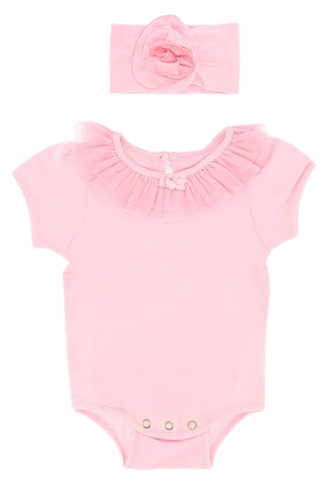ANGEL FACE BABY GIRL ROMPER AND HAIRBAND SET PINK