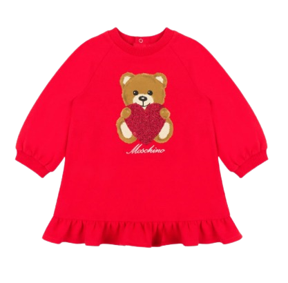 MOSCHINO BABY GIRL TEDDY WITH HEART DRESS
