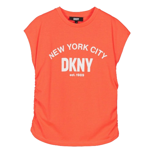 DKNY GIRL RUCHED T SHIRT CORAL