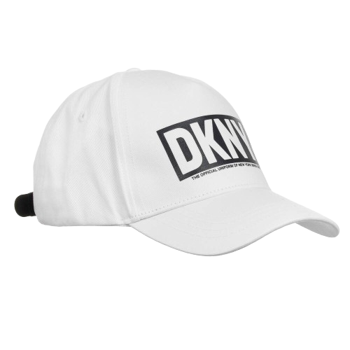 DKNY UNISEX  COTTON LOGO CAP WHITE
