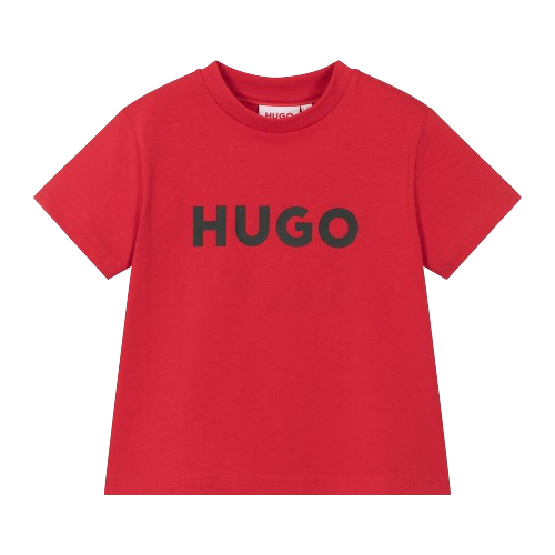 HUGO BOY LARGE LOGO T SHIRT RED