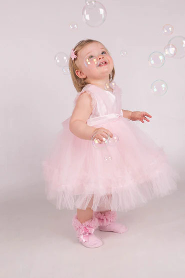 BEAU KID BABY GIRL TULLE DRESS WITH HEADBAND AND BOOTIES