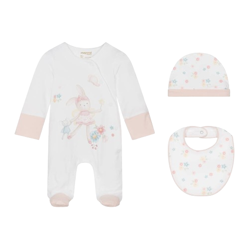 MAYORAL BABY GIRL BABYGROW WITH HAT AND BIB