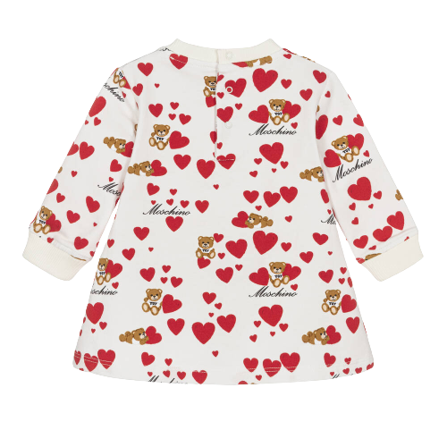MOSCHINO BABY GIRL TEDDY WITH HEARTS DRESS