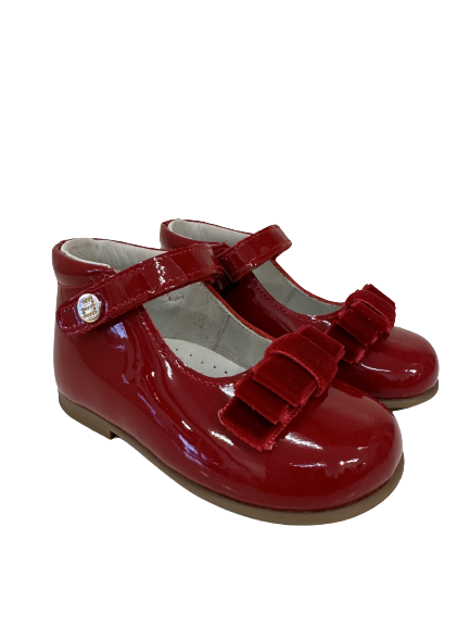 ANDANINES GIRL BOW SHOE RED PATENT