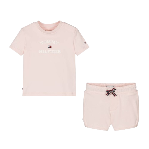TOMMY HILFIGER BABY GIRL T SHIRT AND SHORT SET PINK