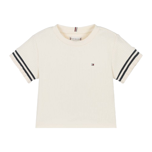 TOMMY HILFIGER GIRL RIBBED T SHIRT CREAM