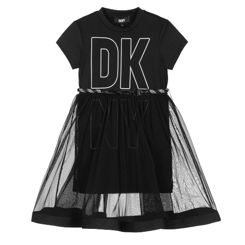 DKNY GIRL LOGO DRESS WITH BELT