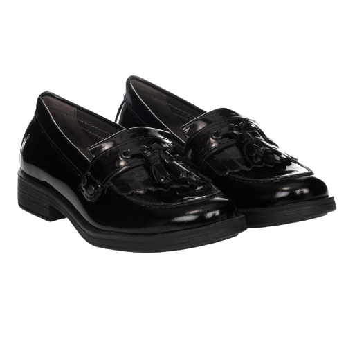 GEOX GIRL AGATA BLACK PATENT LOAFER