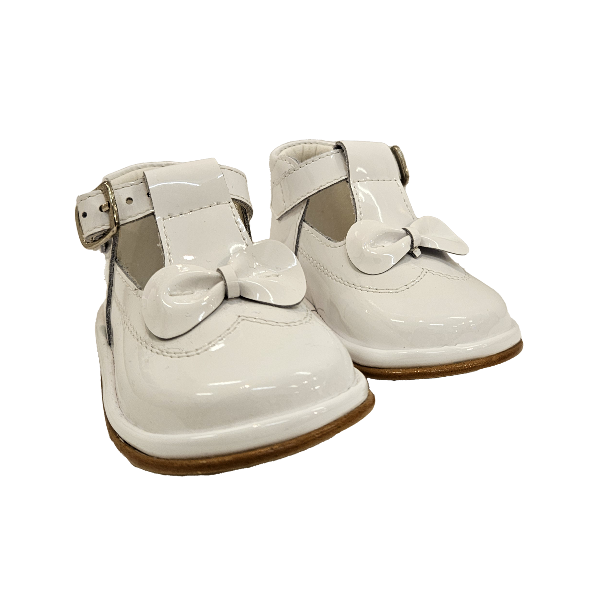 FOFITO BABY GIRLS FIRST WALKERS WITH BOW WHITE PATENT