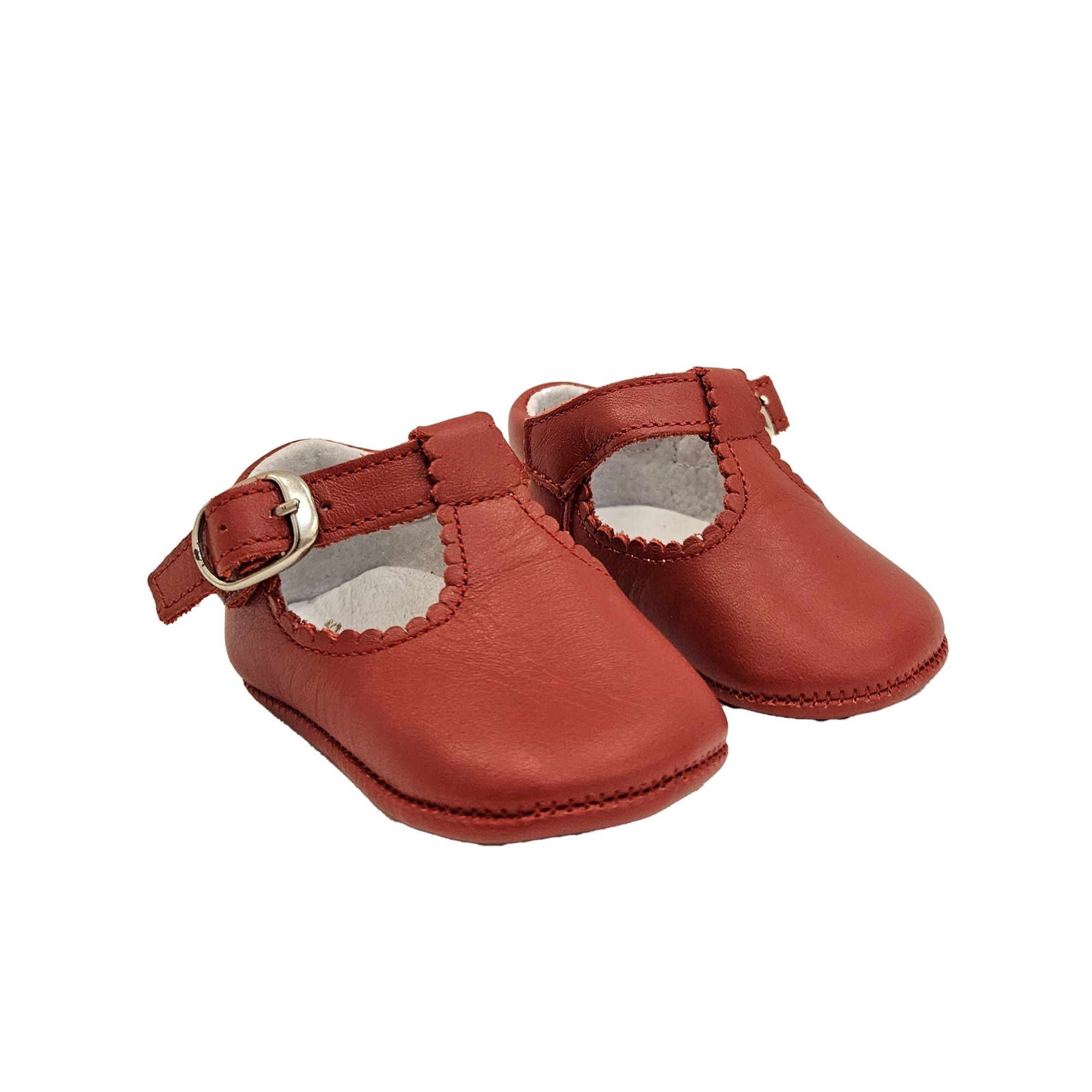 CAMINITO BABY GIRL LEATHER PRAM SHOE RED