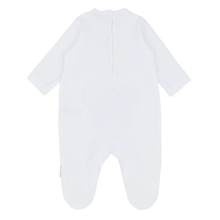 BLUES BABY UNISEX  VELOUR TEDDY ROMPER WHITE