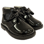 ANDANINES BABY GIRL PATENT VELCRO BLACK BOW BOOT