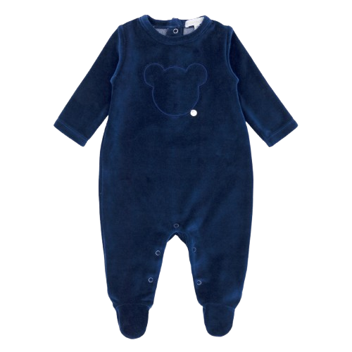 BLUES BABY BOY VELOUR TEDDY ROMPER NAVY