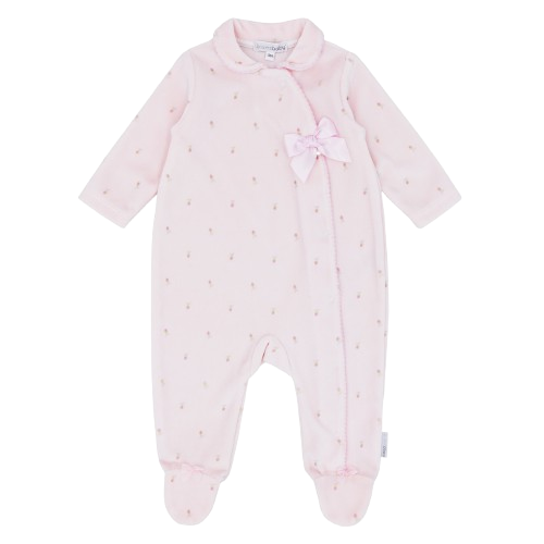 BLUES BABY GIRL ROSE PRINT VELOUR ROMPER PINK