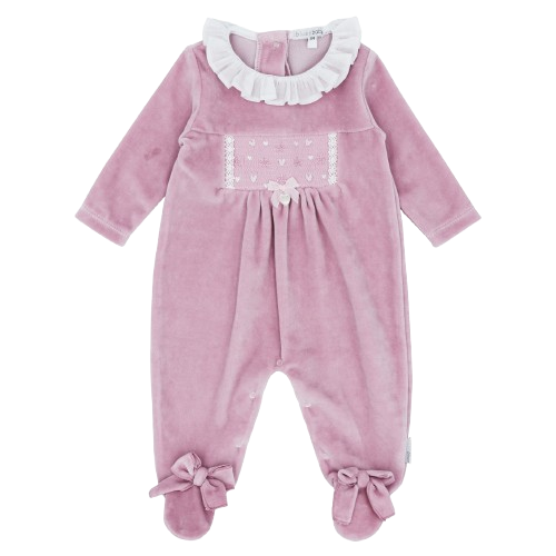 BLUES BABY GIRL VELOUR ROMPER PINK