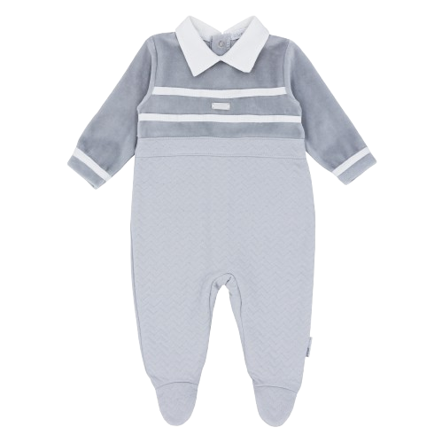 BLUES BABY BOY COTTON & VELOUR  BABY GROW GREY