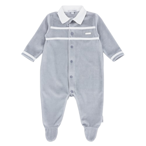 BLUES BABY BOY VELOUR ROMPER LIGHT GREY