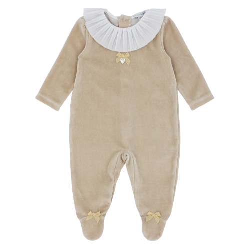 BLUES BABY GIRL VELOUR BABYGROW BEIGE