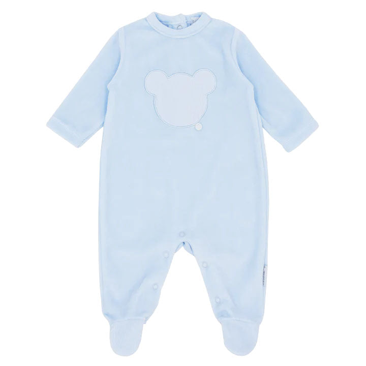 BLUES BABY BOY VELOUR TEDDY ROMPER BLUE