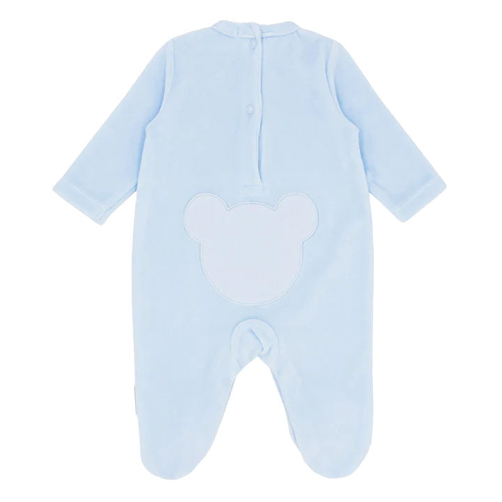 BLUES BABY BOY VELOUR TEDDY ROMPER BLUE