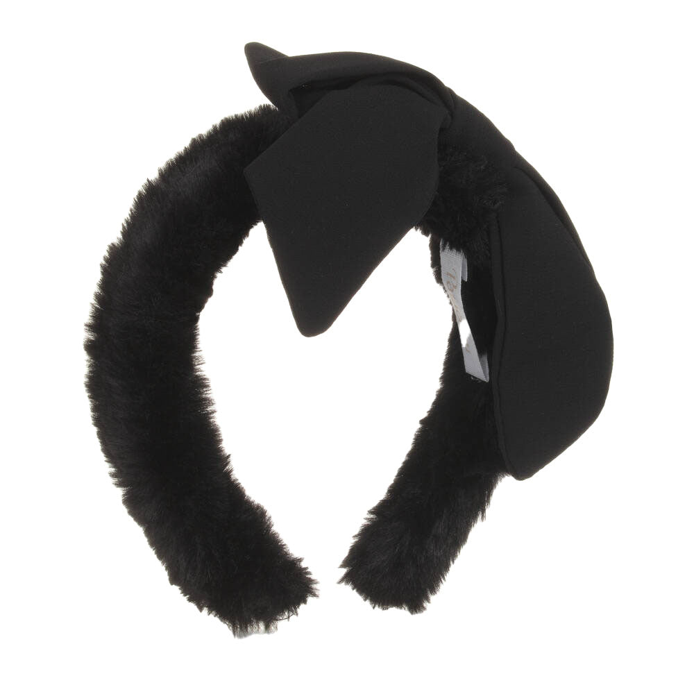 PATACHOU GIRL FAUX FUR HEADBAND BLACK