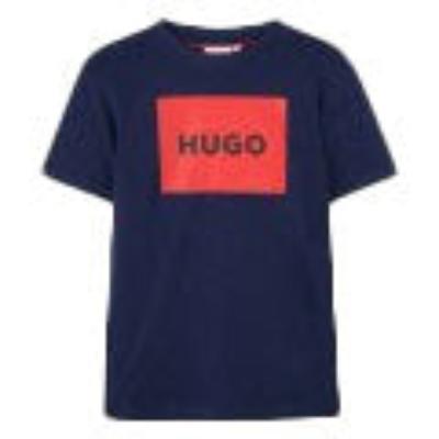 HUGO BOY ESSENTIAL LOGO T SHIRT BLUE