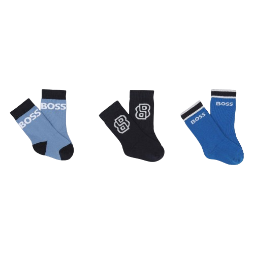 BOSS BABY BOY THREE PACK SOCKS BLUE/NAVY