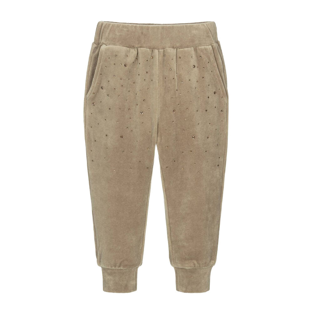 ANGEL FACE GIRL VELOUR BIJOU JOGGER BEIGE