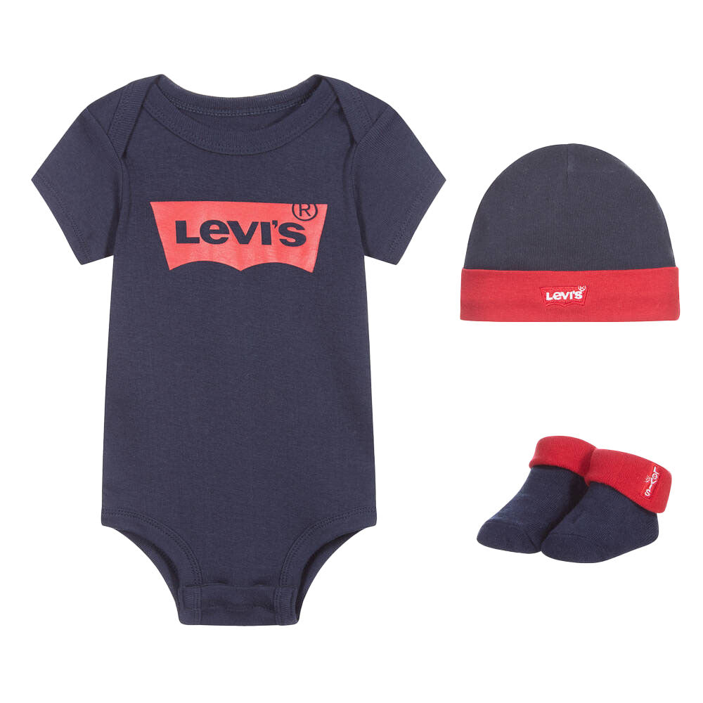 LEVI BABY BOY VEST WITH HAT AND SOCKS GIFT SET NAVY