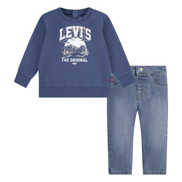 LEVI BABY BOY SWEATSHIRT AND DENIM JEAN SET