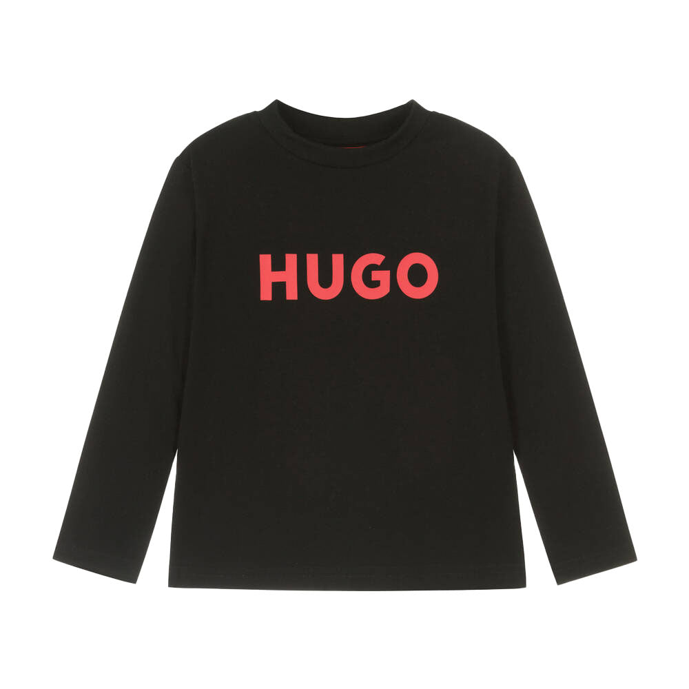 HUGO BOY LOGO LONG SLEEVED TOP BLACK