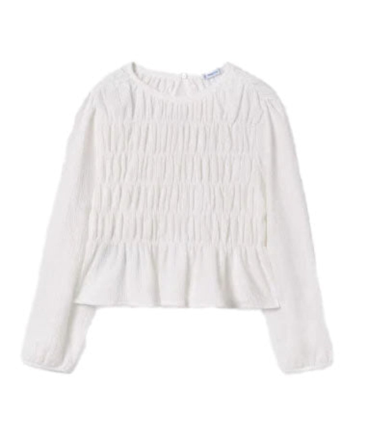 MAYORAL GIRL OFF WHITE RUCHED SHIRRED BLOUSE