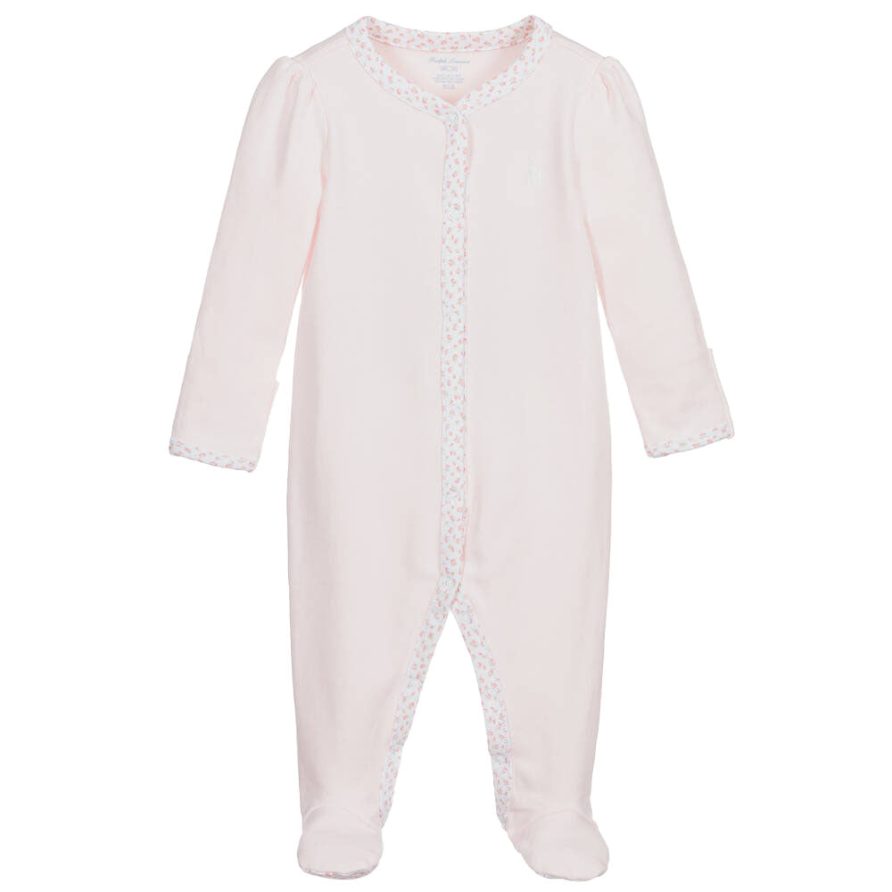 RALPH LAUREN BABY GIRL ROSE TRIMMED BABYGROW