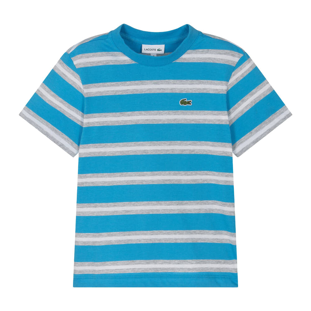 LACOSTE BOY COTTON STRIPE T SHIRT