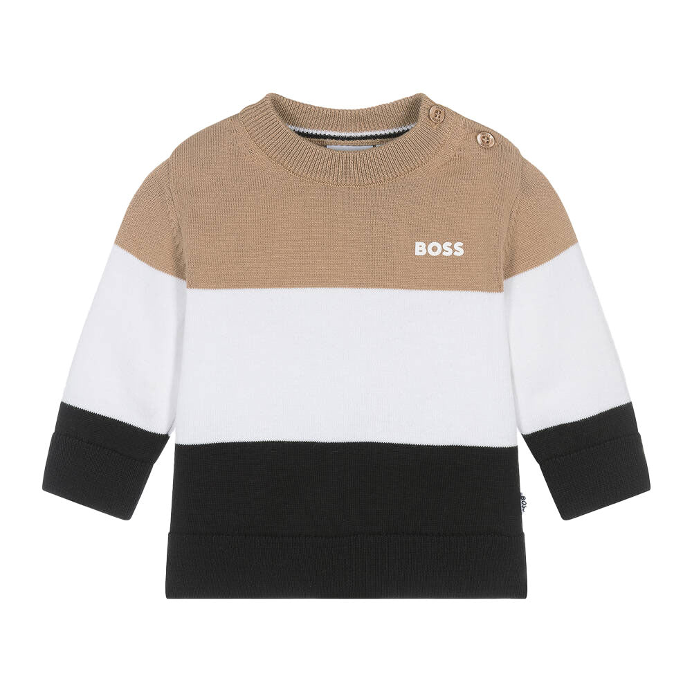 BOSS BABY BOY STRIPE KNITTED JUMPER