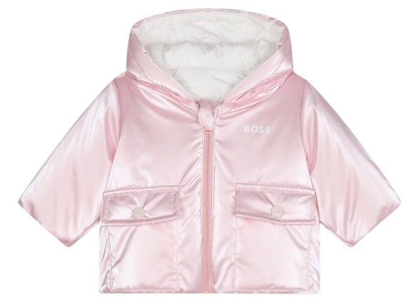 BOSS BABY GIRL REVERSIBLE PUFFER CAOT PINK