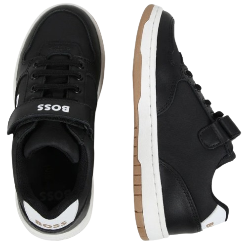 BOSS BOY VELCRO/ELASTIC LACES TRAINER BLACK