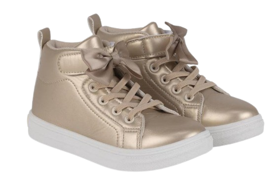 ADEE GIRL BOWTIQUE HIGH TOP TRAINERS GOLD