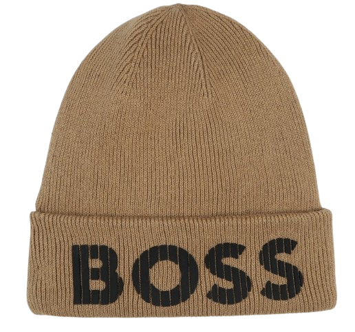 BOSS BOY KNITTED LOGO  HAT BEIGE