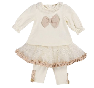 MINTIN BABY GIRL DRESS WITH LEGGINGS SET IVORY