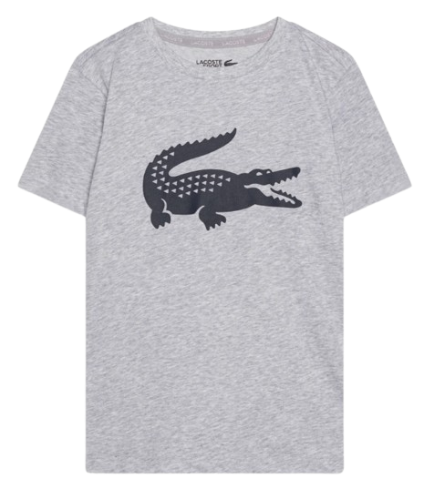 LACOSTE BOY CROC LOGO T SHIRT GREY