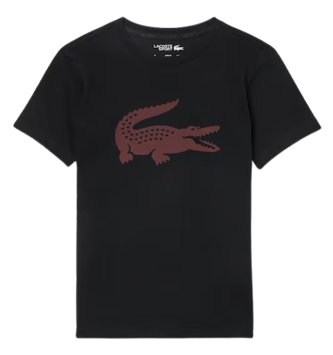 LACOSTE BOY CROC LOGO T SHIRT BLACK