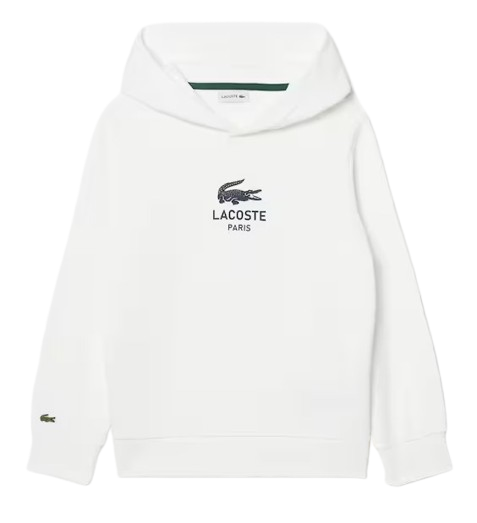 LACOSTE BOY HOODED SWEATSHIRT WHITE