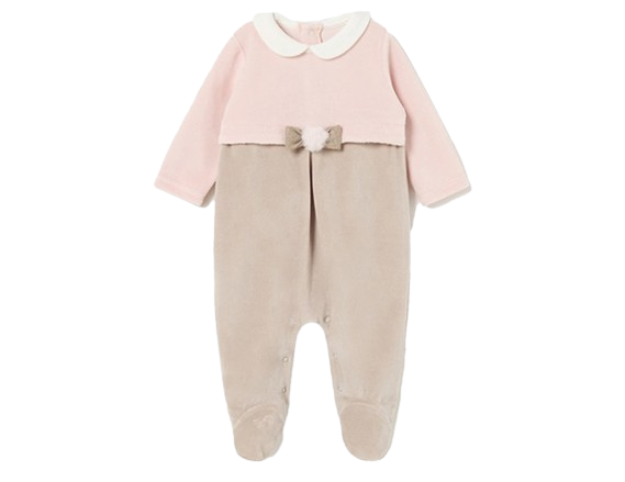 MAYORAL BABY GIRL VELOUR BABYGROW WITH HAT