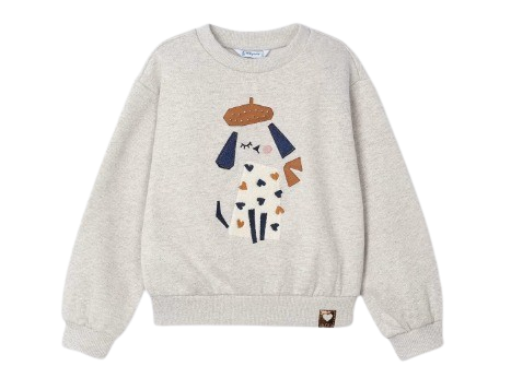 MAYORAL GIRL GREY CREW NECK DOG LOGO SWEAT