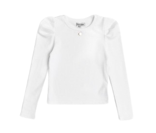 BCBG GIRLS  WHITE PUFF SHOULDER LONG SLEEVE TOP