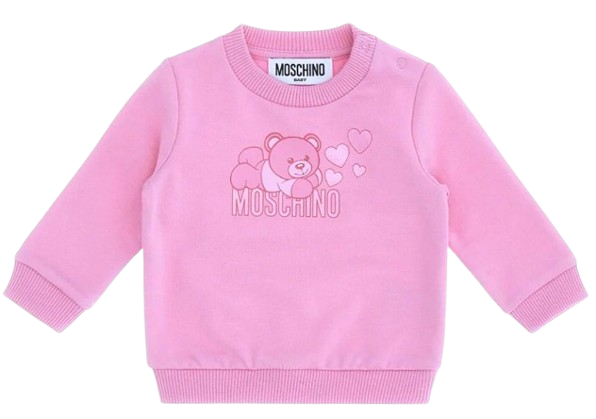 MOSCHINO BABY GIRL TEDDY HEART SWEATSHIRT PINK